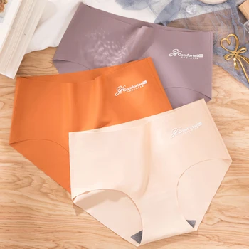 

2pcs/lot Women Sexy Panties Ice Silk Briefs Soft Seamless Underwear Flower Print Underpants Comfort Lingerie Female Intimates #F