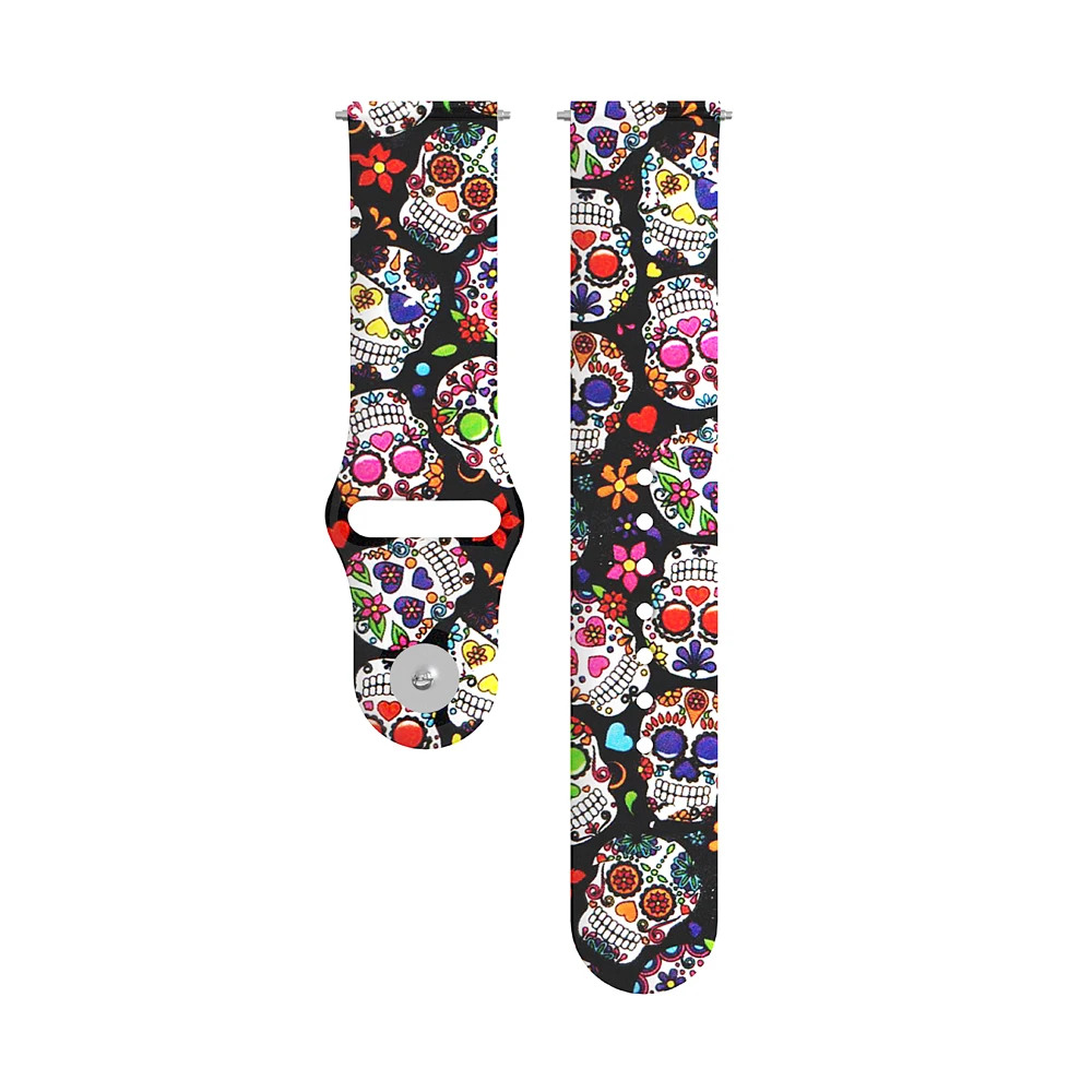 Браслет Correa Amazfit Bip для samsung Galaxy Watch 42 мм, 20 мм силиконовый ремешок для Amazfit GTR 42 мм gear S2 спортивный ремешок - Цвет ремешка: Colorful Skull