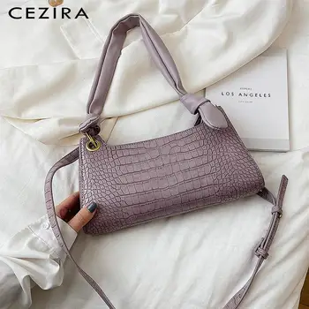 

CEZIRA Crocodile Print PU Leather Handbags For Women Fashion Baguette Bags Female Luxury Vegan Leather Shoulder Crossbody Purse