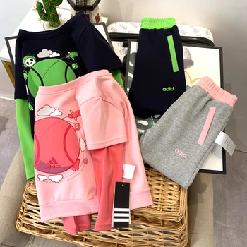 

New autumn children's fake two piece fashion patchwork casual comfortable long sleeve T-shirt boys ad girls hoodie