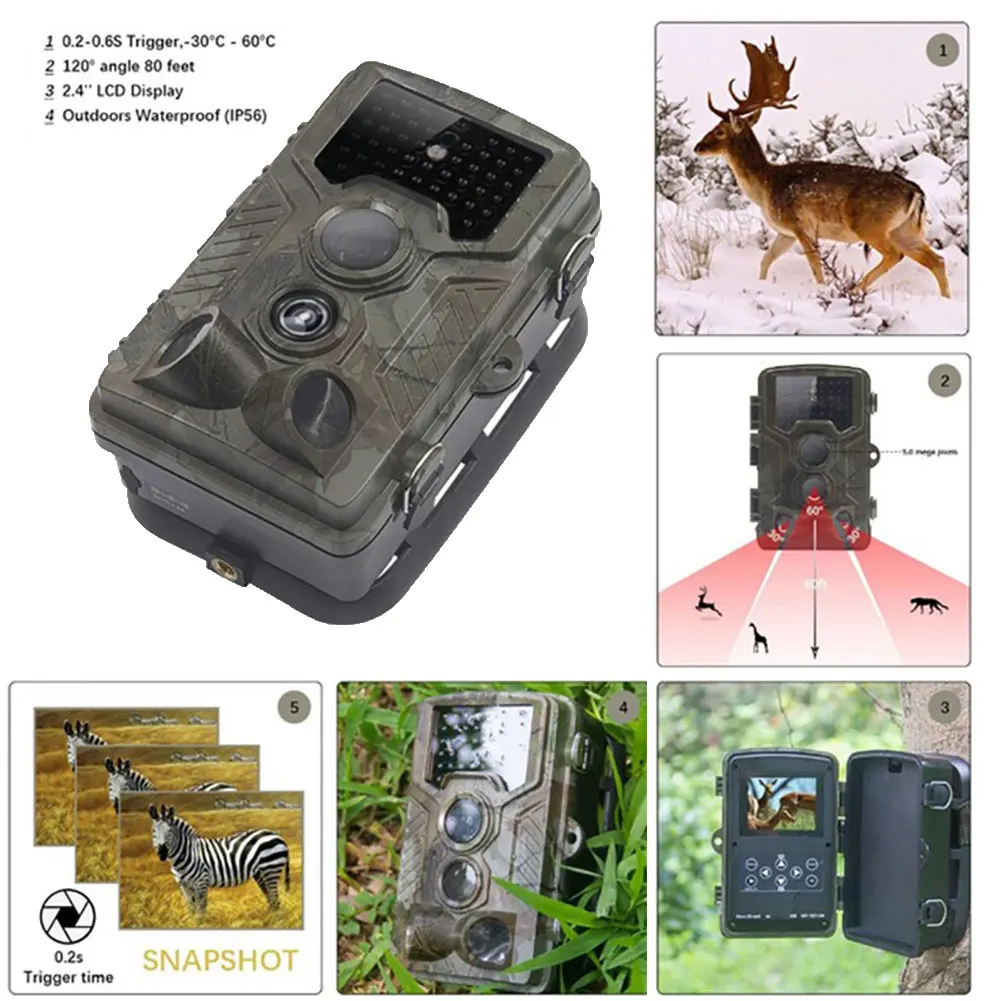 Câmera à Prova Água ao ar 20mp ao ar Caça Câmera Livre Selvagem Trail Scouting Visão Noturna Dwaterproof Vida Ferramenta Hc800a 7 Caça câmera hc800a 20mp ao ar livre