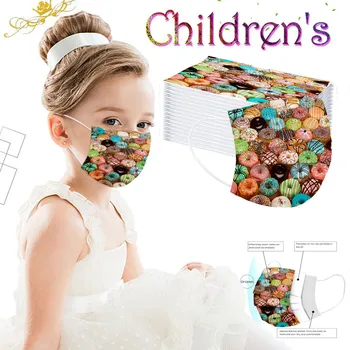 

10-100 Face Masks Children's Cartoons Mask Lovely Donuts Print Disposable Face Mask 3ply Ear Loop Mouth Cover Mascarillas