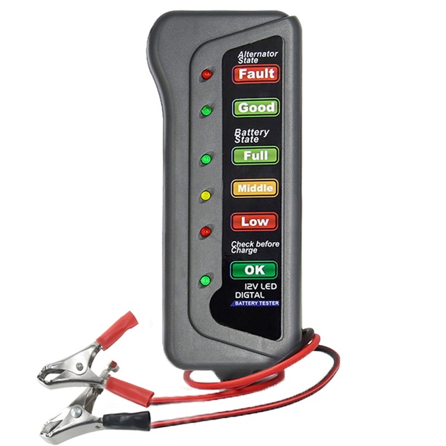 Fluid Tester 12V Digital Battery Alternator Tester 6 LED Display Battery Testers Oil Quality Check Pen for Car Motorcycle