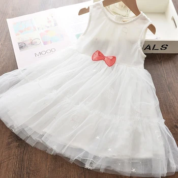 

Sleeveless Girls Dress Summer 2020 New Bow Embroidery Yarn Princess Party Dress Toddler Baby Kids Girls Clothing