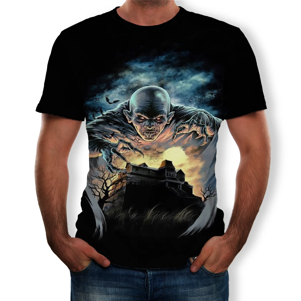 

Halloween Theme 3D Print Short Sleeve Men's T Shirt Top 2019 Summer Summer Autumn Casual O Neck Funny Tees Homme Plus Size 5XL
