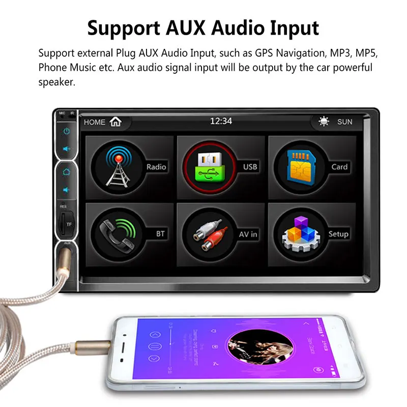 2 Din 7 &quotАвторадио для iPhone Android HD сенсорный экран Bluetooth автомобильный MP5 плеер