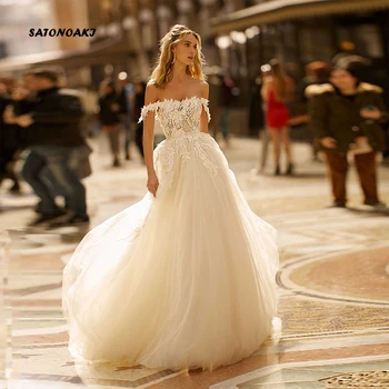 

Lace Wedding Dress 2020 for Women Off The Shoulder See-through Princesa Bridal Gown Vestido De Noiva Robe Mariage Online Shop