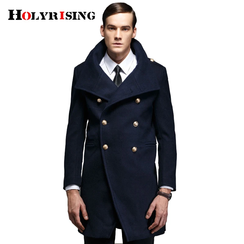 Holyrising men's clothing double breasted military retro wool pea coat Europe man warm army windbreak jacket trench 19181 Holyrising men's clothing double breasted military retro wool pea coat Europe man warm army windbreak jacket trench 19181