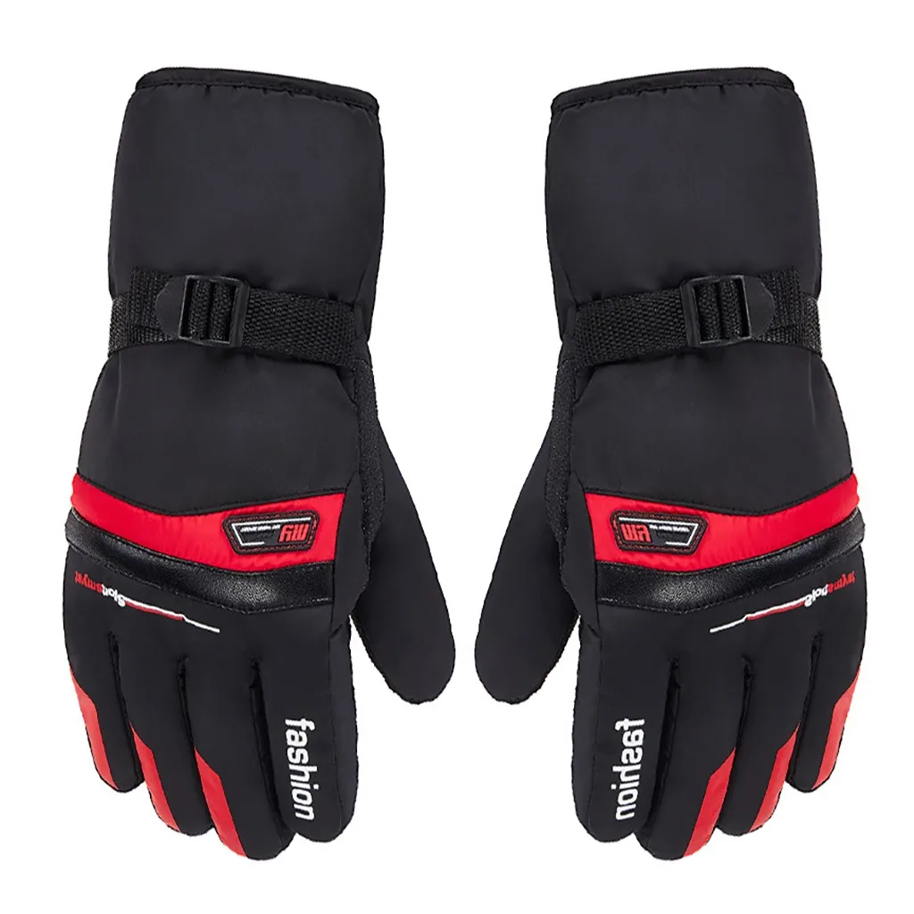 Men Winter Thicken Ski Gloves Men's Fleece Gloves Outdoor Motorcycle Riding Windproof Thermal Gloves Cotton Ski Guides - Цвет: As photo