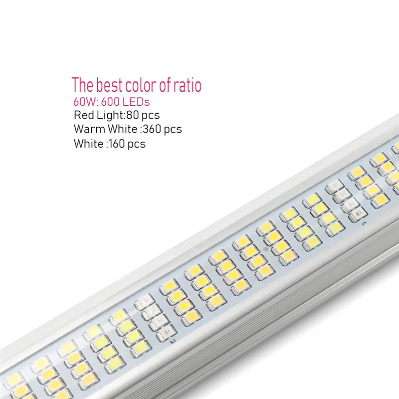 US $55.29 3pcsLot Full Spectrum Led Grow Light 60W T8 Tube Bar Led Phyto Lamp Strip For Indoor Plants Flower Growth Seeds Aquarium Tent