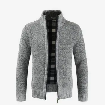 

Thick Cashmere Knitted Men's Sweaters Cardigan Autumn Black Zipper Knitting Sweater For Men 2019 Fashion Warm Male Cardigans 3XL