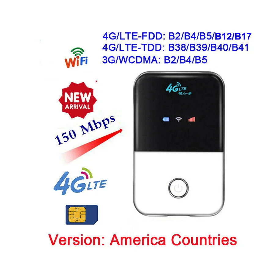 MF904 Unlocked 150Mbps 3G 4G Wifi Router LTE Mobile Wifi Hotspot 2400mAH Battery With SIM Card Slot LED Display Up To 10 Users wireless router booster