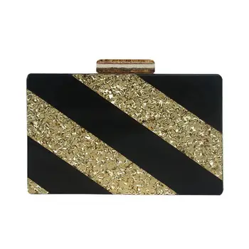 

WoMan Acrylic Clutch Evening Bag Party Striped Patchwork Handbag Bridal Purse
