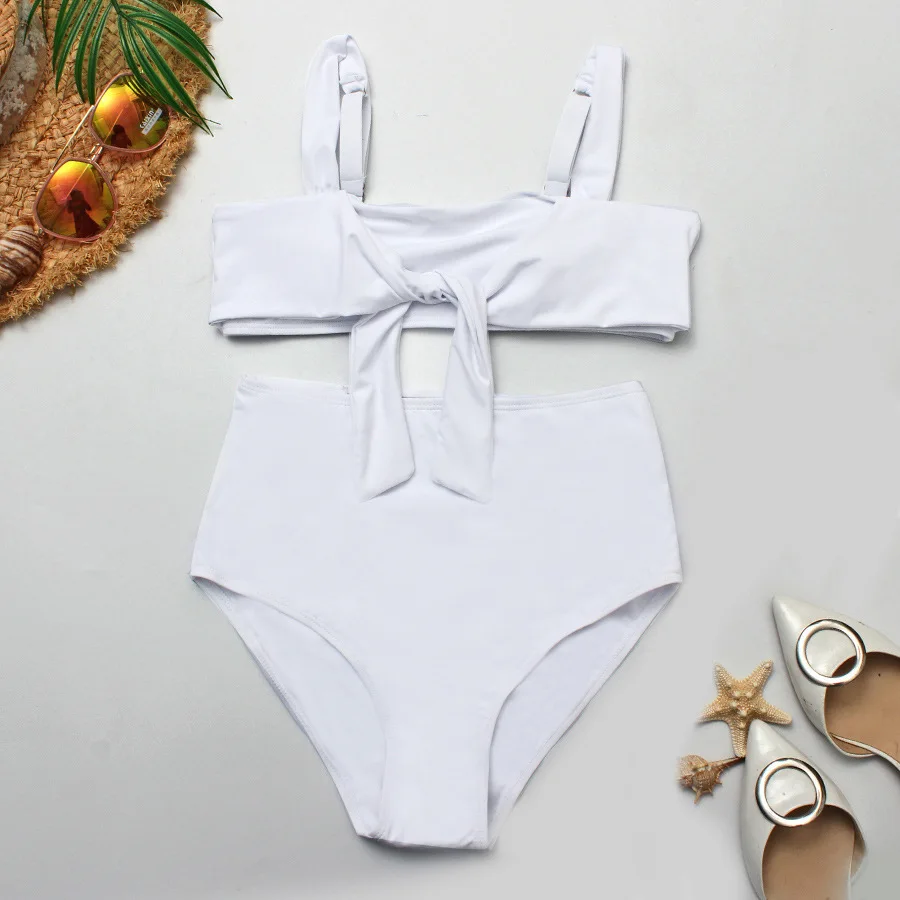 

2019 New Style Models in Europe And America Sexy High-waisted Bow Split Type Bikini Bathing Suit