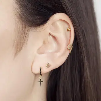 

Trendy Minimalist 925 Silver Three Ball Stud Earrings Delicate Tiny Dot Simple Design Midi 3 mm Cute Girls Pierced Ear Jewelry