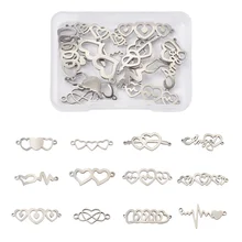 

24Pcs 12 Styles Stainless Steel Love Heart Heartbeat Link Connector For Bracelet Necklace Connectors DIY Craft Jewelry Component