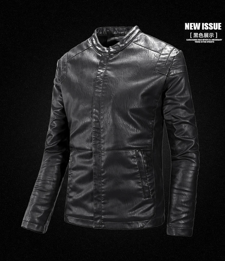 Для мужчин одежда Стиль Осень Мужская Мода локомотивное кожаное пальто Молодежный корейский-Стиль приталенная кожаная куртка модное пальто м