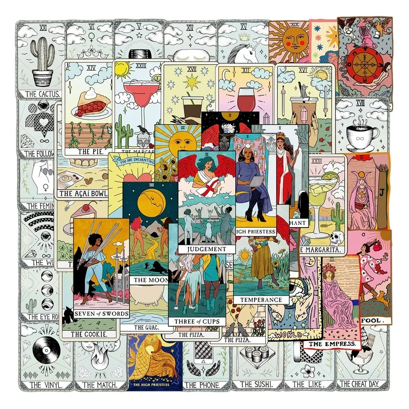 10/50PCS de la tarjeta de Tarot fortuna diciendo Doodle colección de Pegatinas para equipaje portátil monopatín lápiz juguete adhesivos Pegatinas F4
