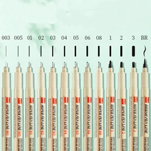 Haile – stylo Pigma Micron, 1/2/3 pièces, 003 005 01 02 03 04 05 08 1.0 2 3 pinceaux, marqueur de croquis d'art pour dessin de Manga, Fineliner doux 