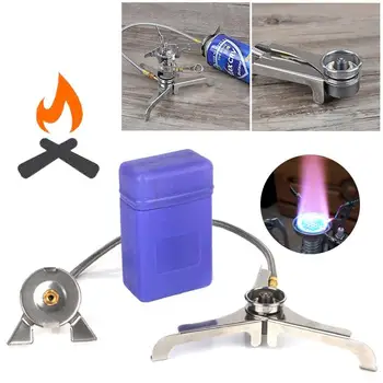 

Camping Stove Gas Tank Adapter Picnic Traveling Silver Metal Cook Wood Burning Gas Tank Converter Hiking BBQ Camp Outdoor