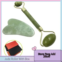 Нефритовый ролик& Gua Sha соскабливающий массажный инструмент для ухода за кожей лица антивозрастной Нефритовый камень для лица набор для лица глаз шеи красота ролик