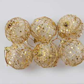 

Christmas Ornaments Balls Golden Openwork Glitter Sequin Ball Party Hanging Decor Bauble Drop Pendant Kid Favor Xmas Home Gift,Q