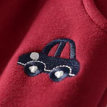 Новые стильные двухслойные брюки с хлопковой подкладкой и вышивкой в виде машины на осень и зиму, модные детские брюки на гусеничном ходу