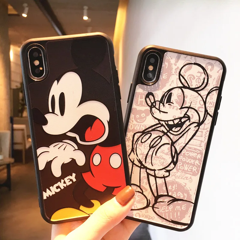 

TPU Silicone Protective Cover Funny Cartoon Mickey Mouse Hand Painted Phone Fitted Case For Iphone 6 7 8 S Plus X XR XS XSMAX