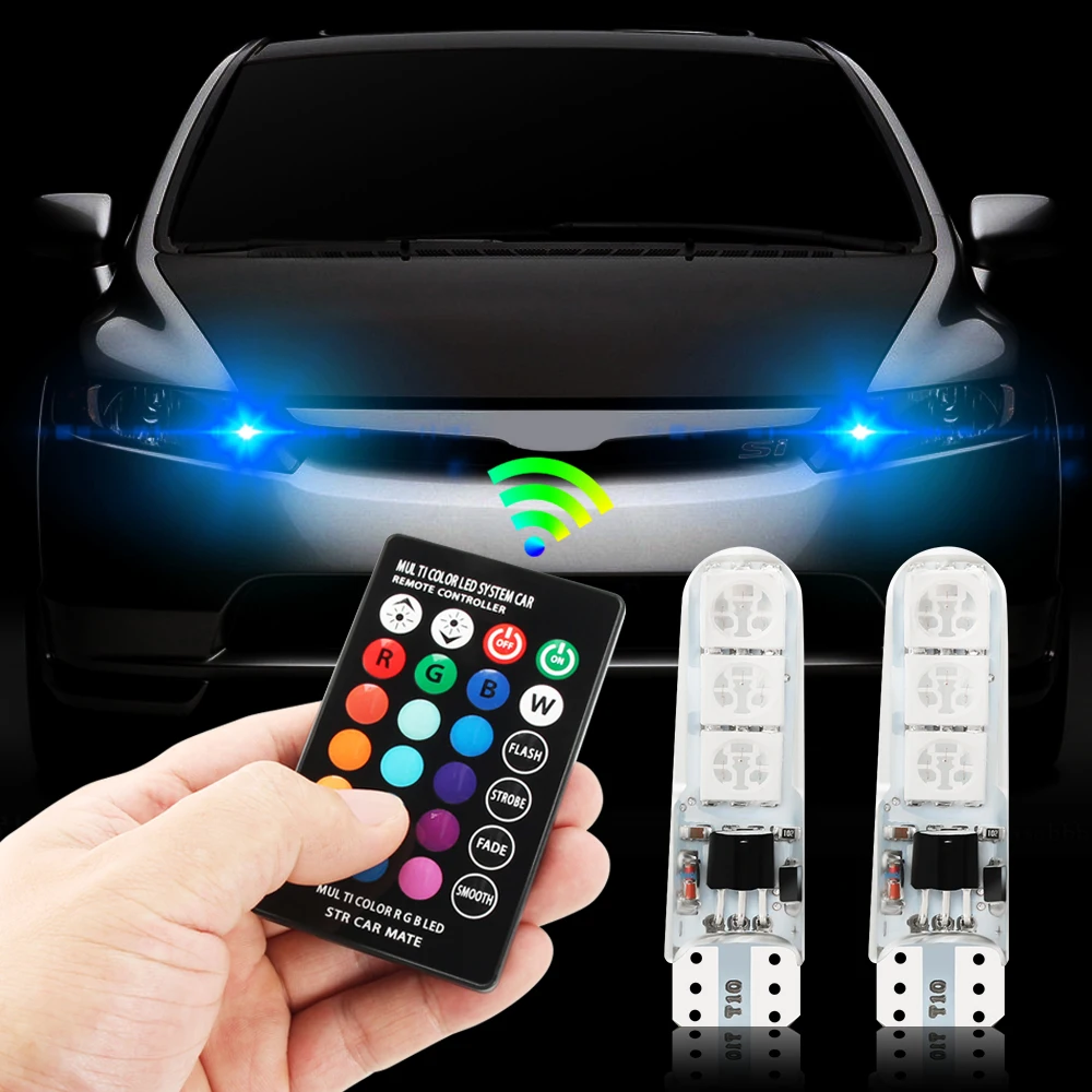 RGB T10 W5W Led Signal Lamp Car Interior Lights for mitsubishi asx outlander lancer renault megane 2 clio 4 dacia fluence | Автомобили и