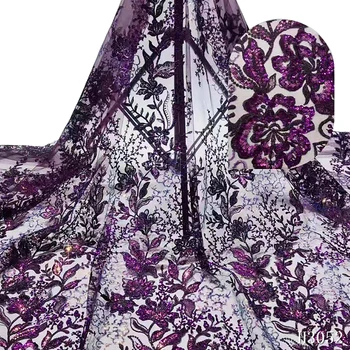

african lace fabric 2020 high quality lace Sequins Lace Fabric Newest Tulle Lace Embroidered Nigerian Lace For Women Party Dress