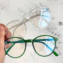 Lunettes transparentes pour ordinateur pour hommes et femmes, monture ronde, bloquant la lumière bleue, lunettes optiques colorées, dernière collection 2021