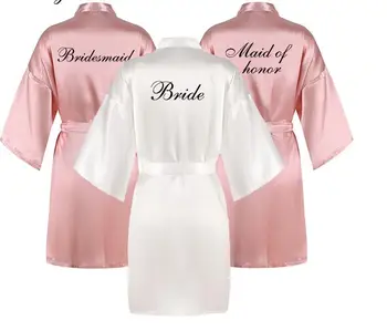 

new bridal robe satin Spring autumn bride bridesmaid group Souvenir morning gown wedding bestie pajama party rose gold pink robe