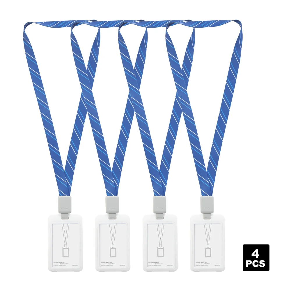 

4pcs/set Comix ID Card Holder Name Card with Lanyard Name Card Office School Stationery Set
