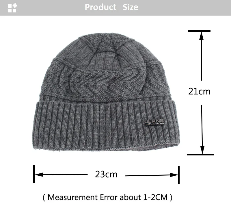 Skullies Beanies Men's Winter Hat Knitted Hats For Women Beanie Men Gorras Warm Thick Fur Bonnet Homme Women's Skull Hat Caps