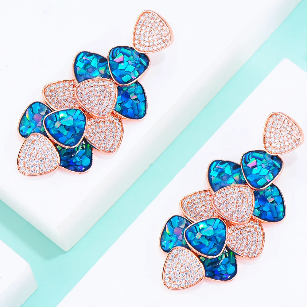 GODKI Jimbora Luxury Opal Leaf Pendant Drop Earrings for Bridal Wedding Party Show Women Girl Daily Fashion Jewelry | Украшения и
