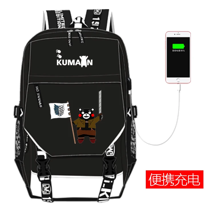Style 13 Аниме; Кумамон, медведь, USB рюкзак, школьная сумка для женщин и мужчин, дорожные сумки, косплей, для детей, студентов, школьная сумка, подарок - Цвет: Style 13