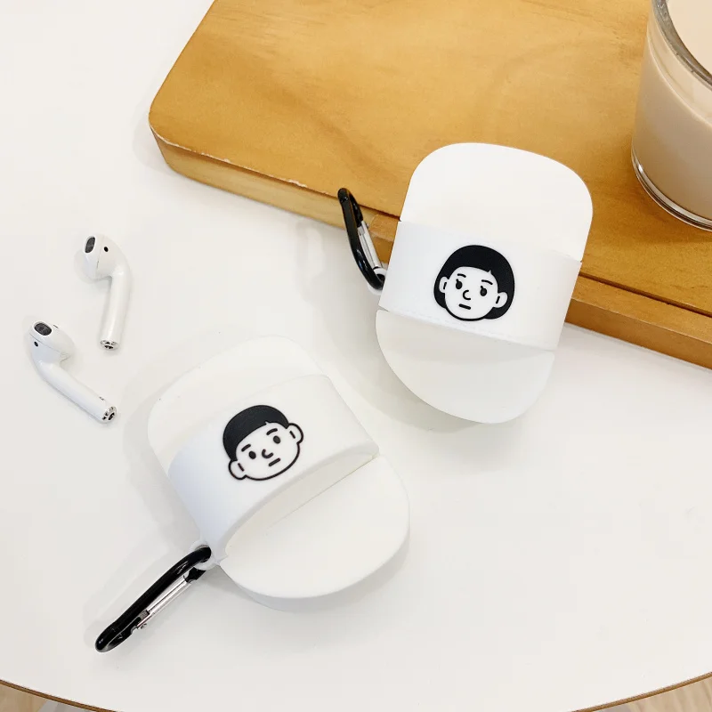 

amusing Funny Couple Earphone Case For Apple Airpods stereoscopic Silicone Headphones Cases Airpods Charging box Protective Cove