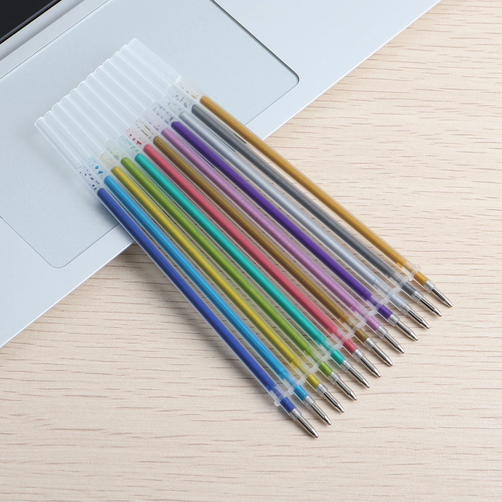 GENKKY 1.0mm Colorful Gel Pen Fluorescent Refills Color Cartridge Flash Pen Smooth Ink Painting Graffiti Pens Student Stationery