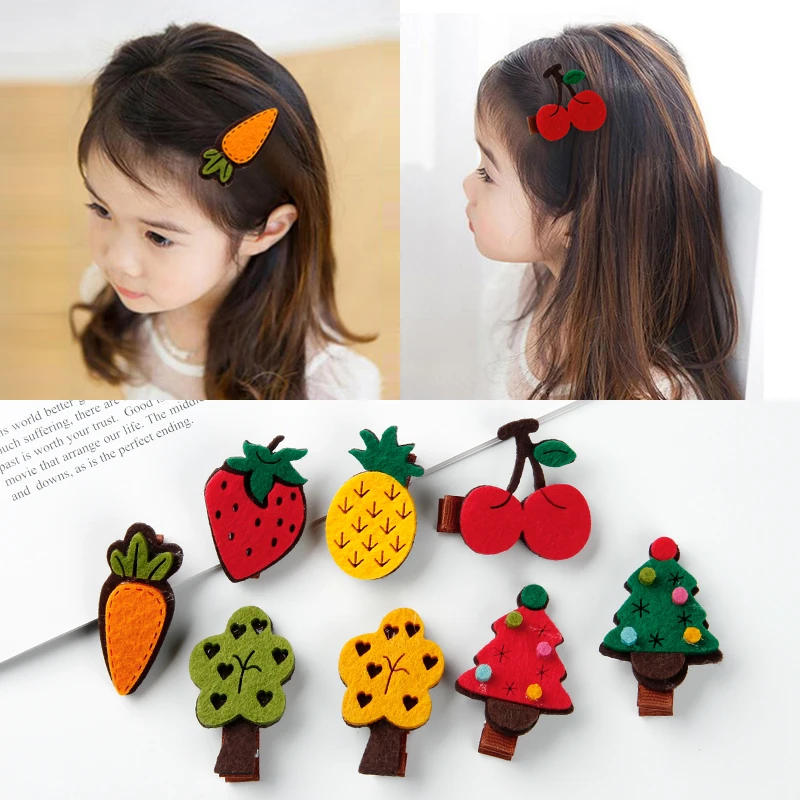 

M MISM 1pc Girls Sweet Fruit Hairclips Safe Full-warped Baby Headdress Kids Children Cute Hair Accessories Christmas Barrettes