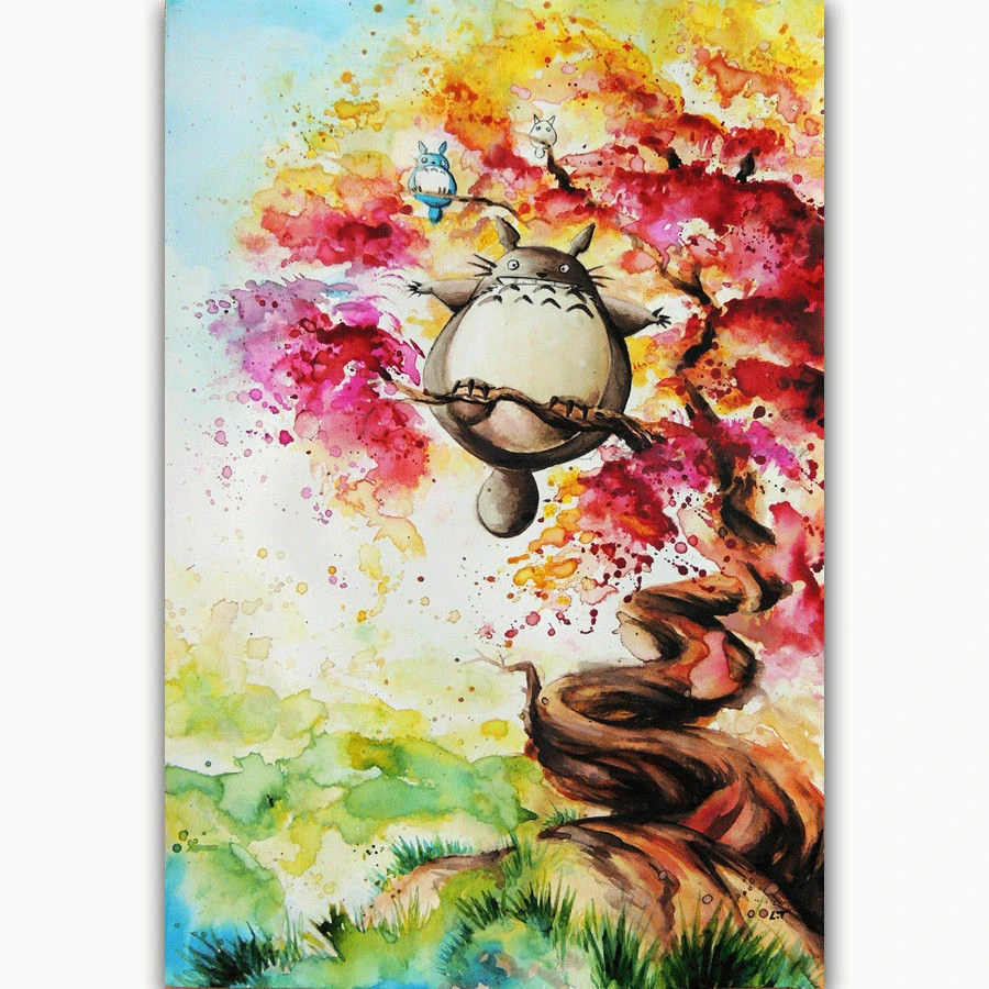 A135 New Totoro Studio Ghibli Japan Anime Comic Painting Wall Sticker Silk Poster Art Light Canvas Home Decoration Painting Calligraphy Aliexpress