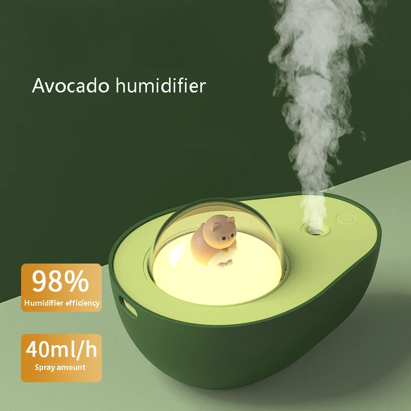 Humidificador Mini portátil USB adaptador de carga inalámbrico aguacate difusor de aroma con batería de 1200mAh de humidificador de aire con la luz