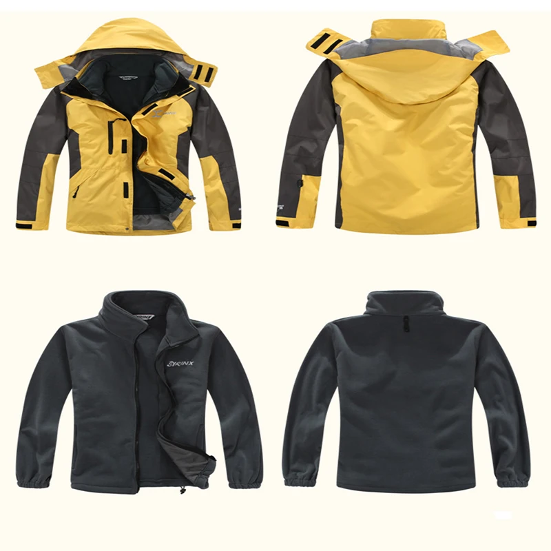 

Hiking Outdoor Jacket Men's Windproof Waterproof Camping Mountaineering Winter Sport Jacket 3In1 Fleece Warm Breathable Ski Suit