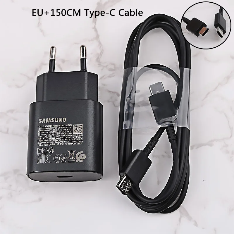 5v 3a usb c Original Samsung Galaxy Note 10 25W Super Fast Charging Adapter PD Charger 100CM USB C To USB C Cable For S20 Ultra S20+ A71 A91 65 w charger Chargers