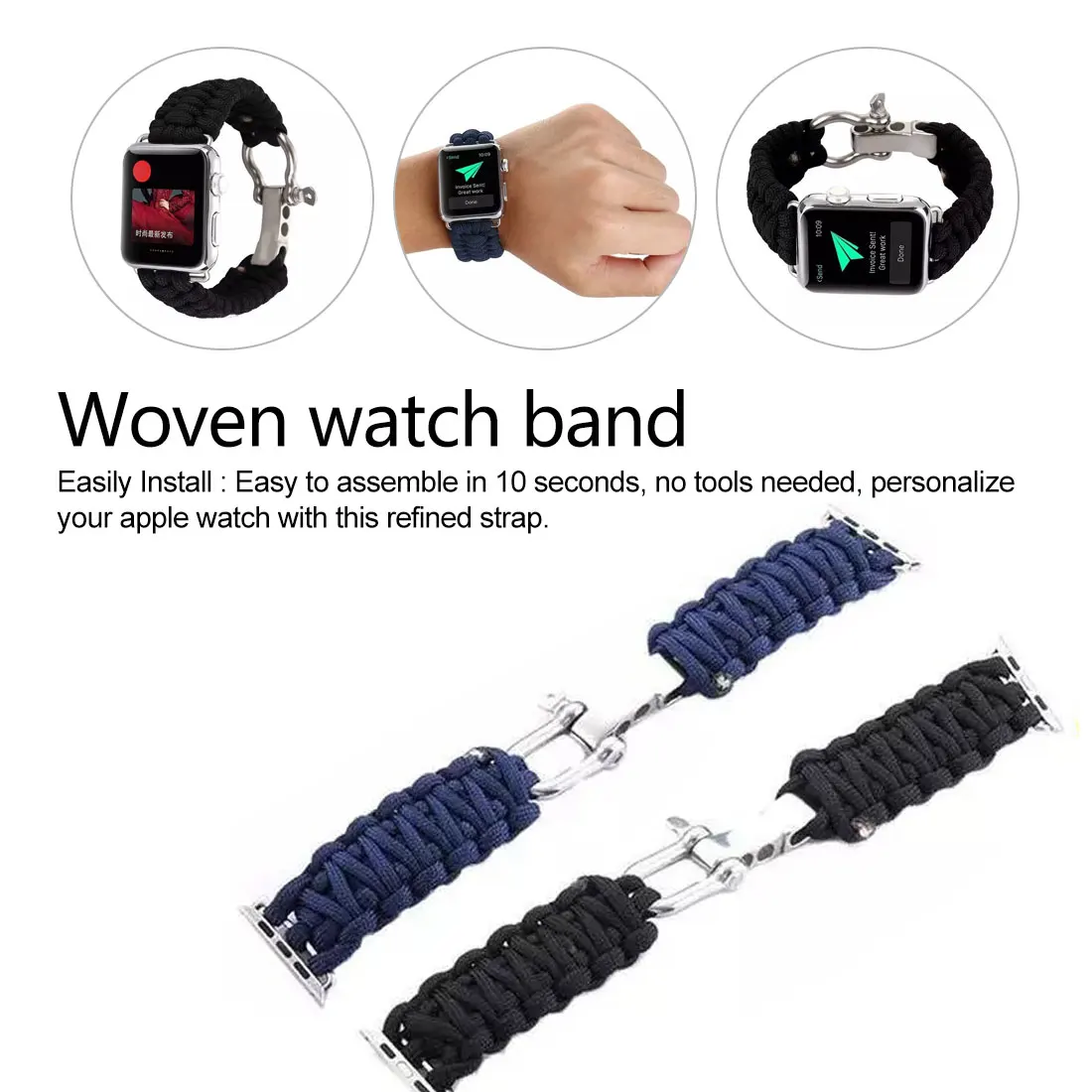 Спортивный ремешок для наручных часов для Apple watch 1/2/3/4 нейлоновая оплетка страховочный трос металлический болт застежка браслета спортивный ремешок 42 мм, 38 мм