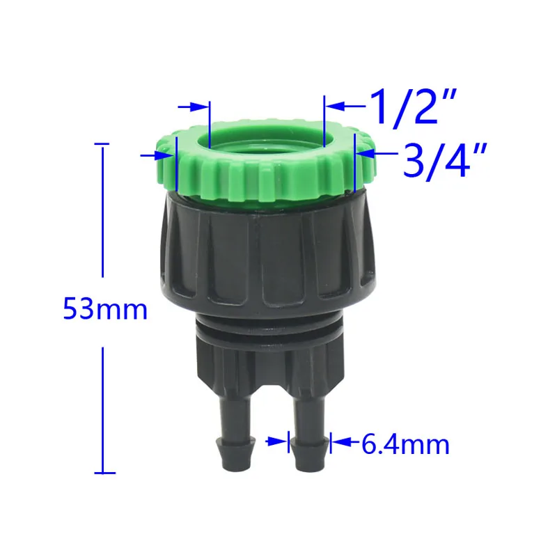 2-way Garden Tap Female 1/2 3/4 to 5/8 1/4" Y Irrigation Valve  Water Splitter Quick connector 1 Set