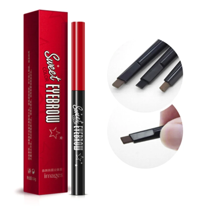 1pc Long Lasting Eye Brow Pen Eyebrow Pencil Auto Rotates + Thrush Enhancer Brush 2 in 1 Waterproof Make Up Tool