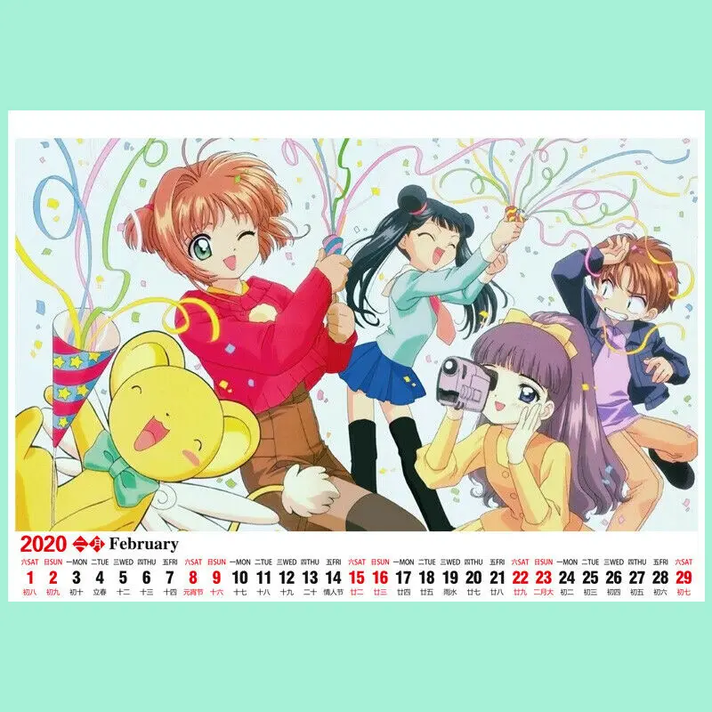 Аниме Календарь Карта Captor Sakura KINOMOTO SYAORAN Настольный календарь 13 страниц