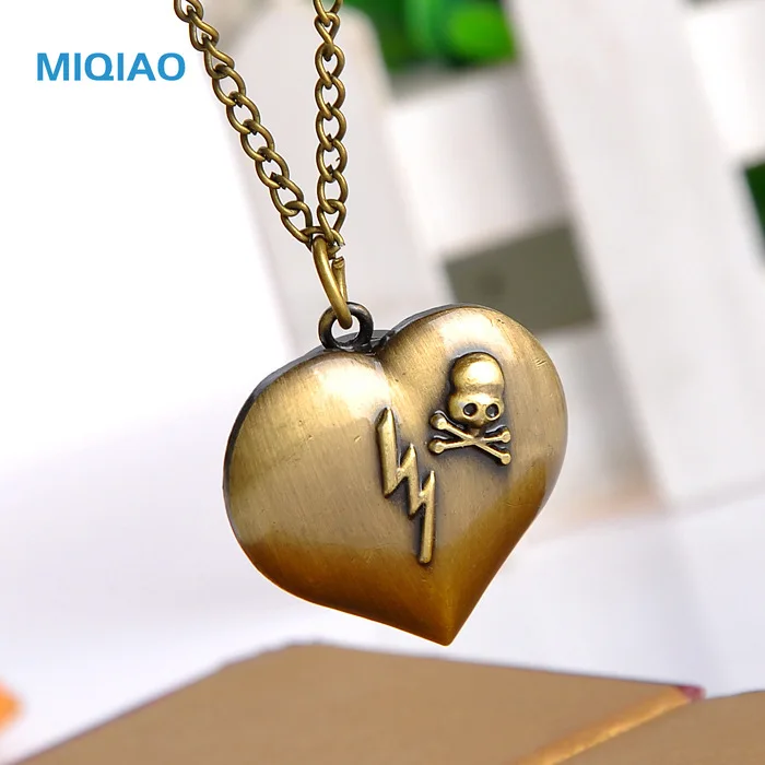 MIQIAO простые уникальные винтажные бронзовые полые часы в форме сердца Fob