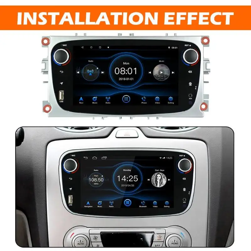 7 дюймов Android 8,1 2+ 32G Автомобильная Стереосистема радио, Bluetooth, gps Navi USB MP5 плеер gps WI-FI Bluetooth FM Авто Аудио плеер стерео