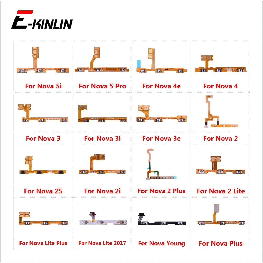 Mute Switch Power Key Ribbon For HuaWei Nova 5i 5 Pro 4e 4 3 3i 3e 2 2S 2i Plus Lite 2017 Young ON OFF Volume Button Flex Cable